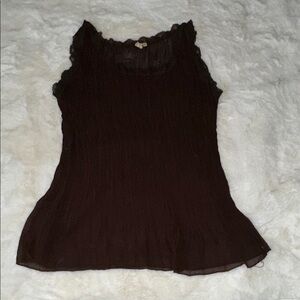 Pretty Angel Dark Chocolate Brown Sleeveless Blouse with Lace